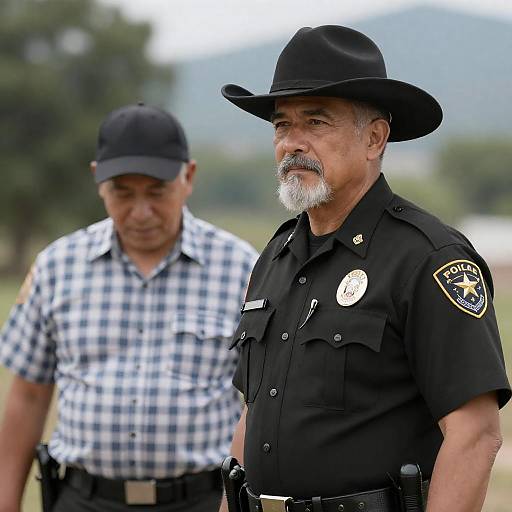 Two Men Outdoors: Sheriff and Companion