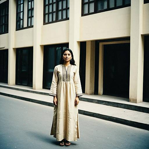 Stylish Woman in Beige Kurta