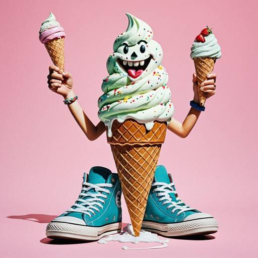 Surreal Ice Cream Cone with Sneakers
