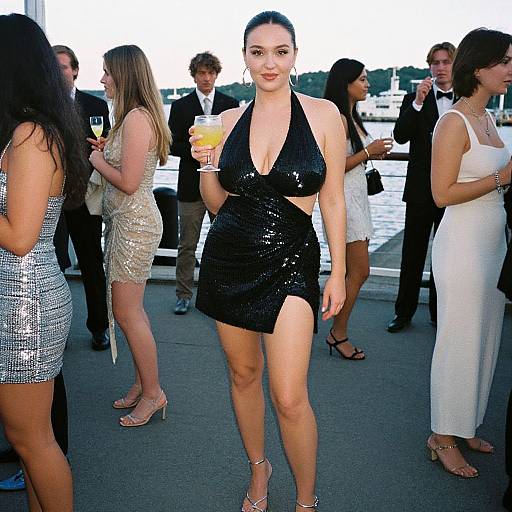 Elegant Curvy Woman at Waterfront Reception