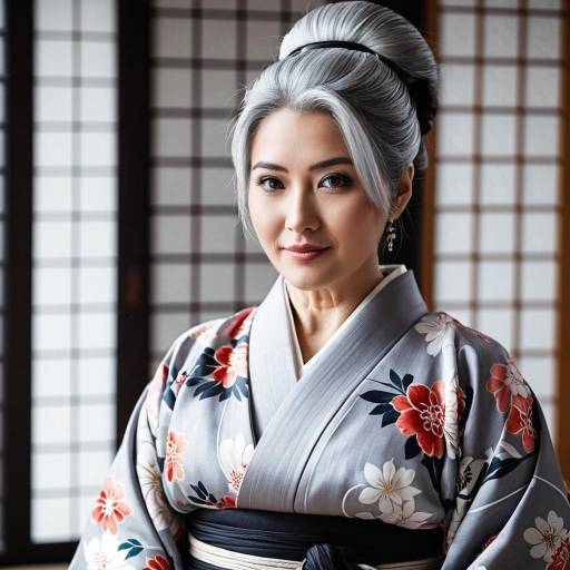 Elegant Mature Woman in Traditional Kimono
