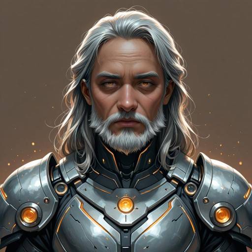 Elderly Cyborg Warrior in Armor
