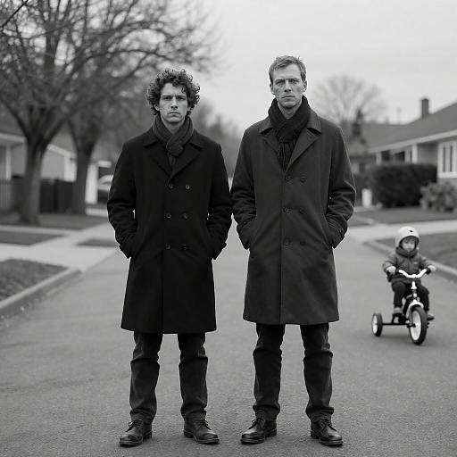 Monochrome Street Scene with Two Men