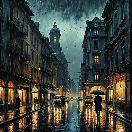 Haunting Night Rainy Cityscape Wallpaper