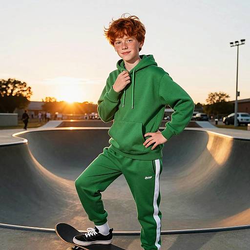 Energetic Teen Boy in Skate Park