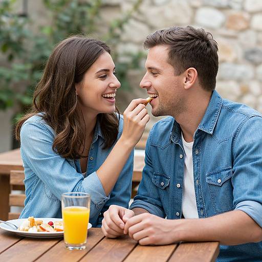 Happy Couple Sharing Outdoor Meal