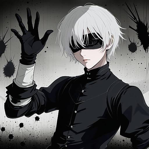 Illustration of 9s (nier:automata), nier (series) in the style of Ino (magloid)
