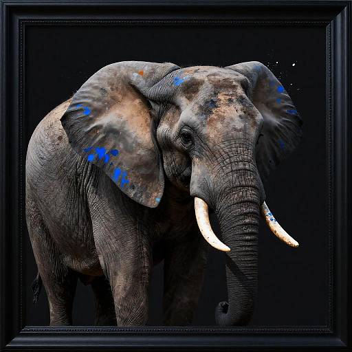 Ornate Framed Abstract Elephant Portrait