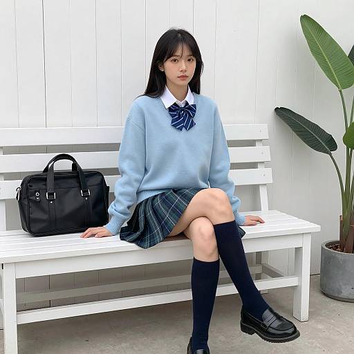 Charming Asian Woman in Stylish Outfit