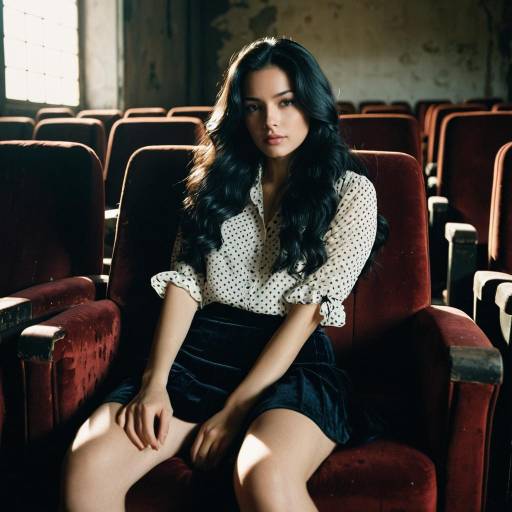 Woman seated in abandoned theater