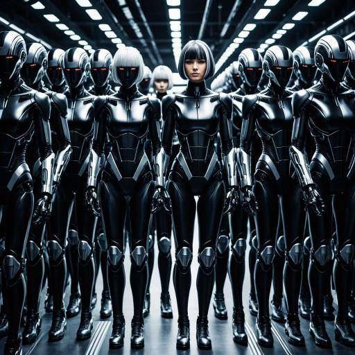 Futuristic Humanoid Androids in Cyberpunk Setting