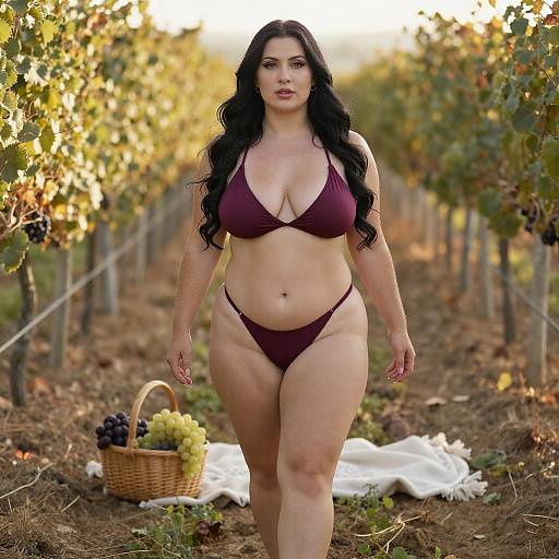 Confident Woman in Vineyard Bikini