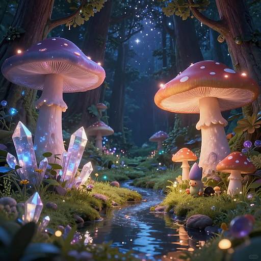 Enchanted Forest Clearing with Crystals