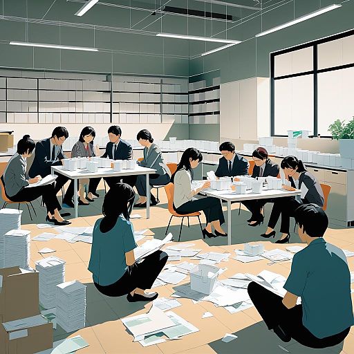 Stressed Coworkers in a Break Room Stressed Coworkers in a Break Room