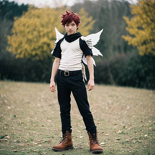Boy in Aries Fairy Tail Costume Outdoors