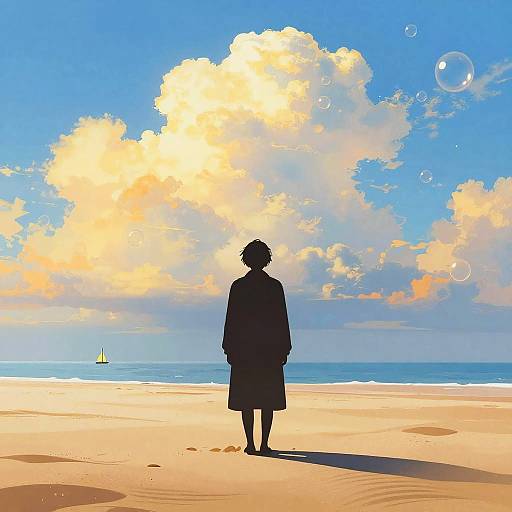 Surreal Silhouette on Vibrant Beach