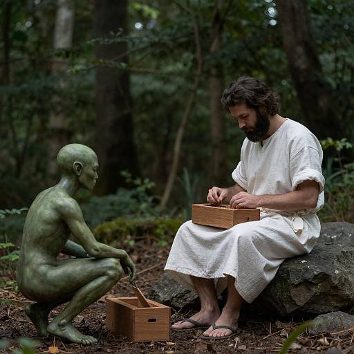 Mystical Forest Encounter with Bearded Man