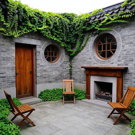 Cozy Circular Stone Courtyard Scene