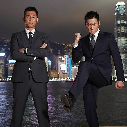 Dynamic Urban Portrait of Two Asian Men