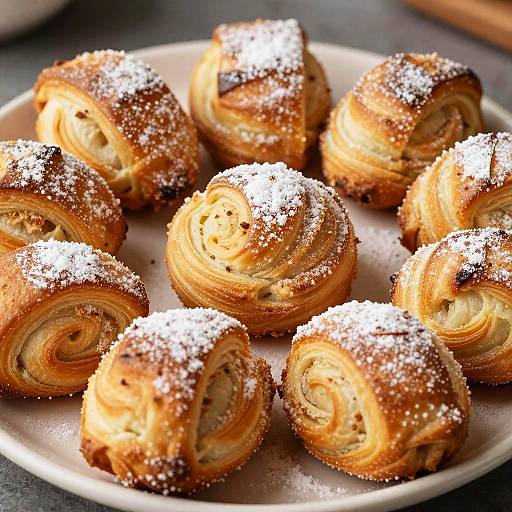 Spiral Pastries Dusting with Powdered Sugar