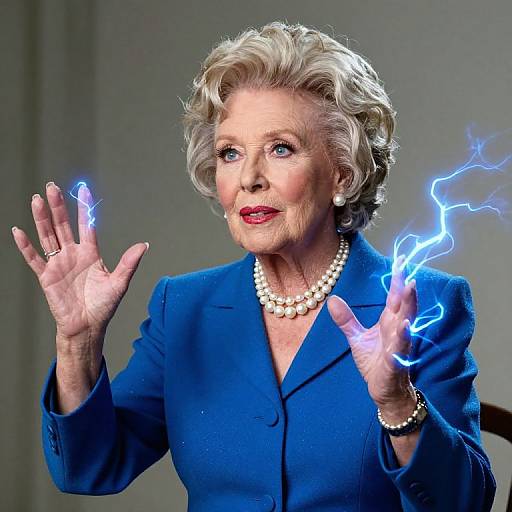 Photorealistic Betty White with Magical Electricity