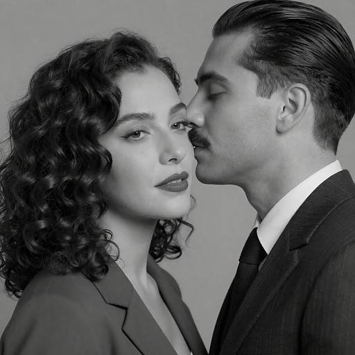 Black-and-White Portrait of Romantic Couple