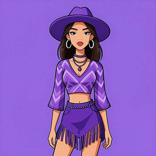 Bohemian Woman in Purple Outfit