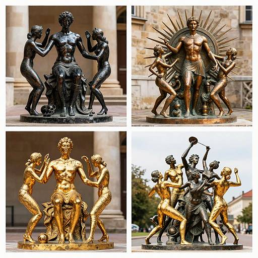Collage of Bronze and Gold Sculptures