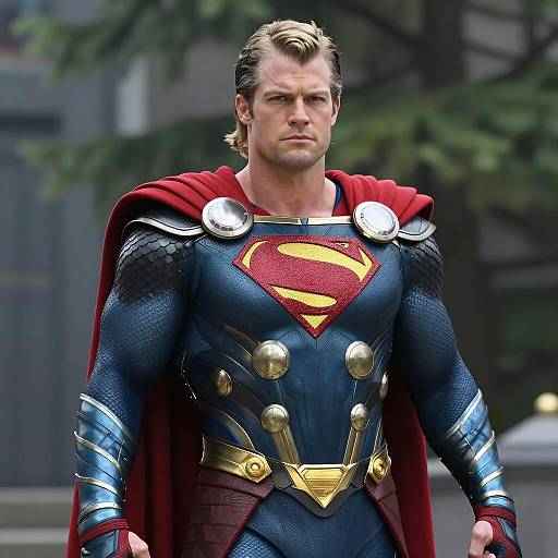 Superhero in Detailed Armored Costume