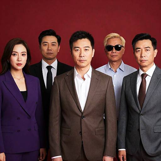 Group of five professionals in formal attire