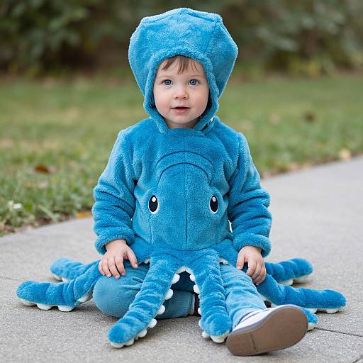 Toddler in Blue Octopus Costume