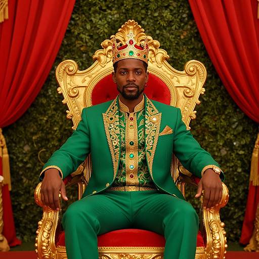 Regal Man in Ornate Green Suit
