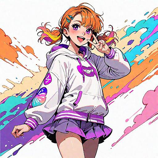 Happy Two-Tone Twintails in Oversized Hoodie