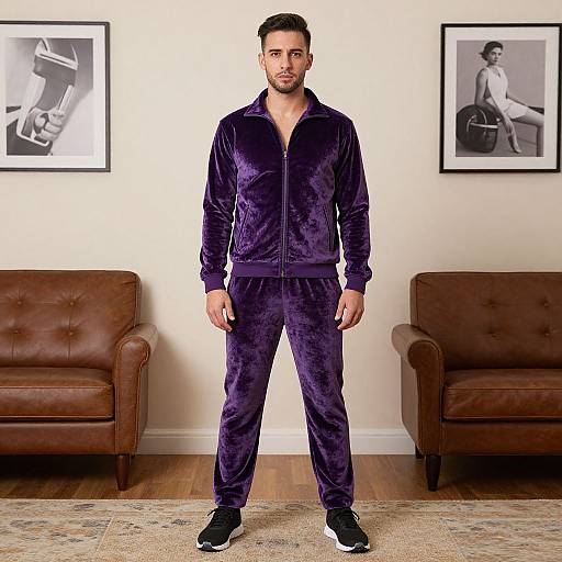 Man in Purple Velvet Tracksuit