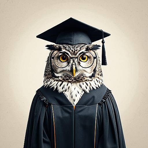 Wise Owl in Graduation Gown