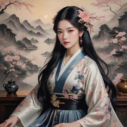 Serene Asian Girl in Elegant Hanfu Serene Asian Girl in Elegant Hanfu