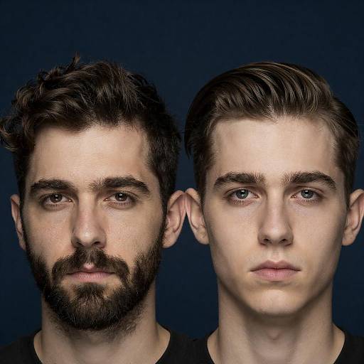 Close-Up Portrait of Two Intense Men