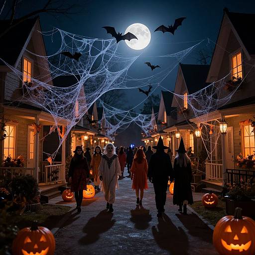 Halloween Night Spooky Street Scene