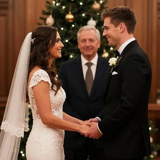 Wedding Vows Exchange with Christmas Tree