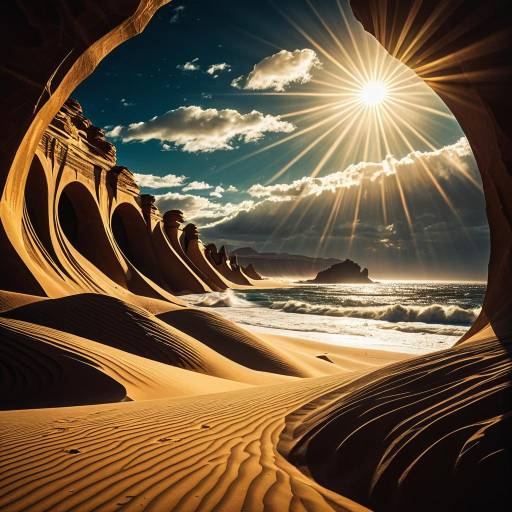 Radiant Sculpted Desert Dunes by Ocean