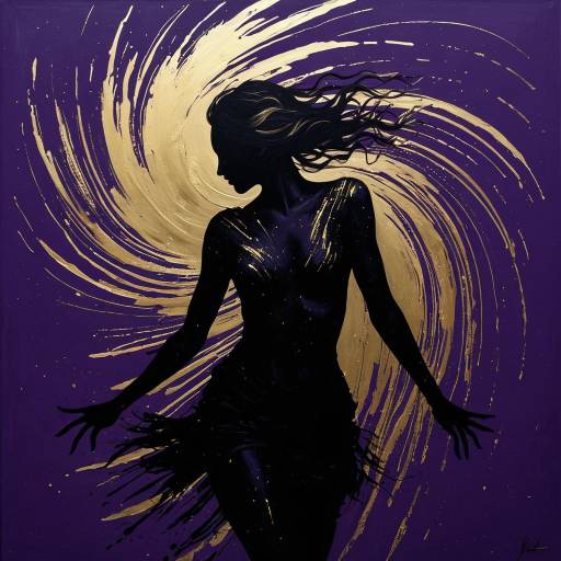 Abstract Silhouette with Gold Swirl