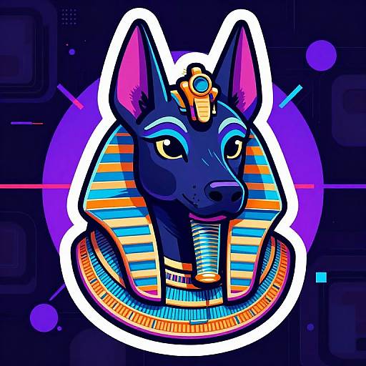 Vibrant Anubis Vaporwave Sticker