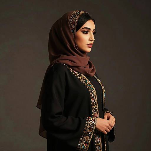 Elegant Hijabi Silhouette with Embroidery