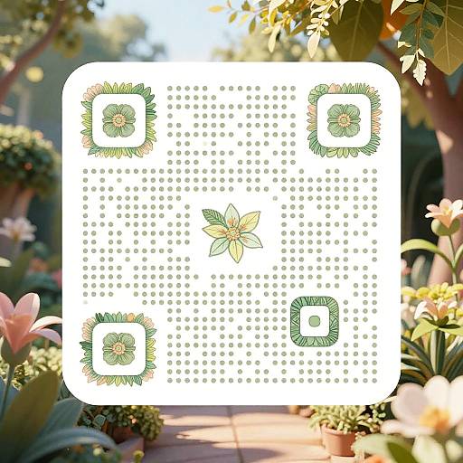 Floral QR Code in Botanical Garden