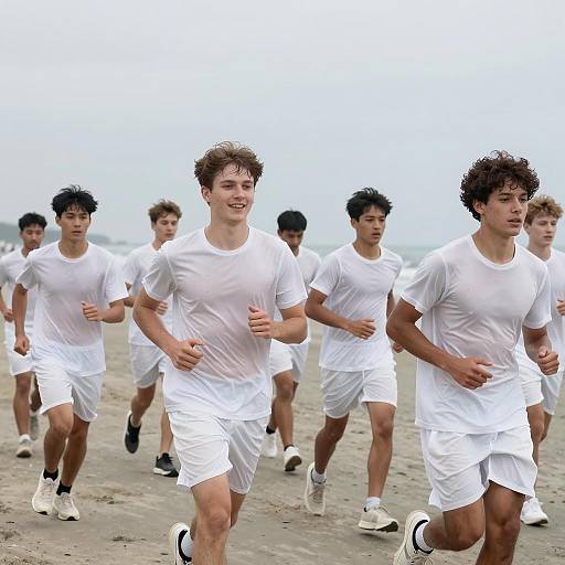 Young Men Running on a Beach