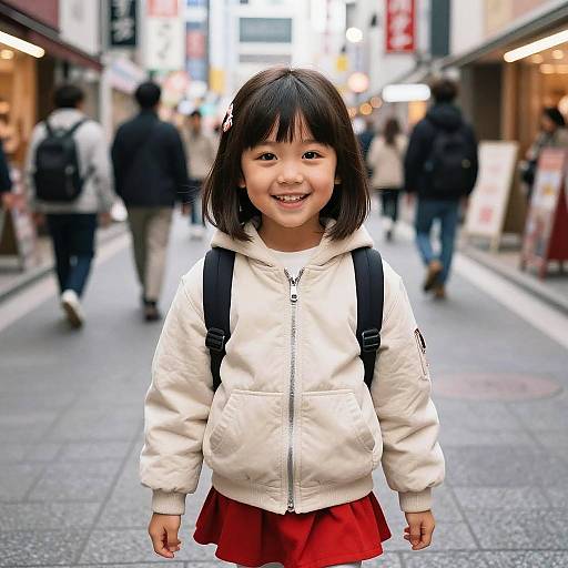 Smiling Young Girl in Urban Street