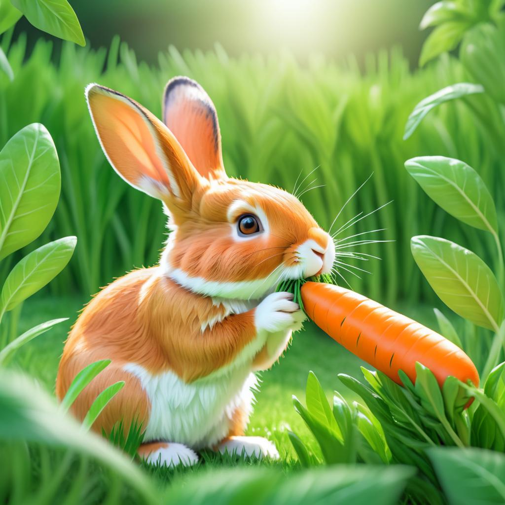 Curious Rabbit Enjoying a Carrot