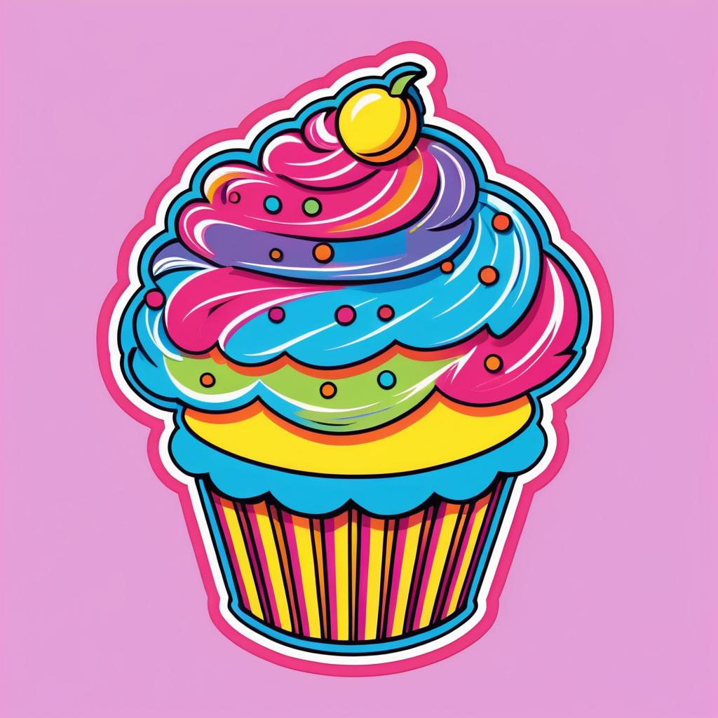 Vibrant Pop Art Cupcake Sticker Design