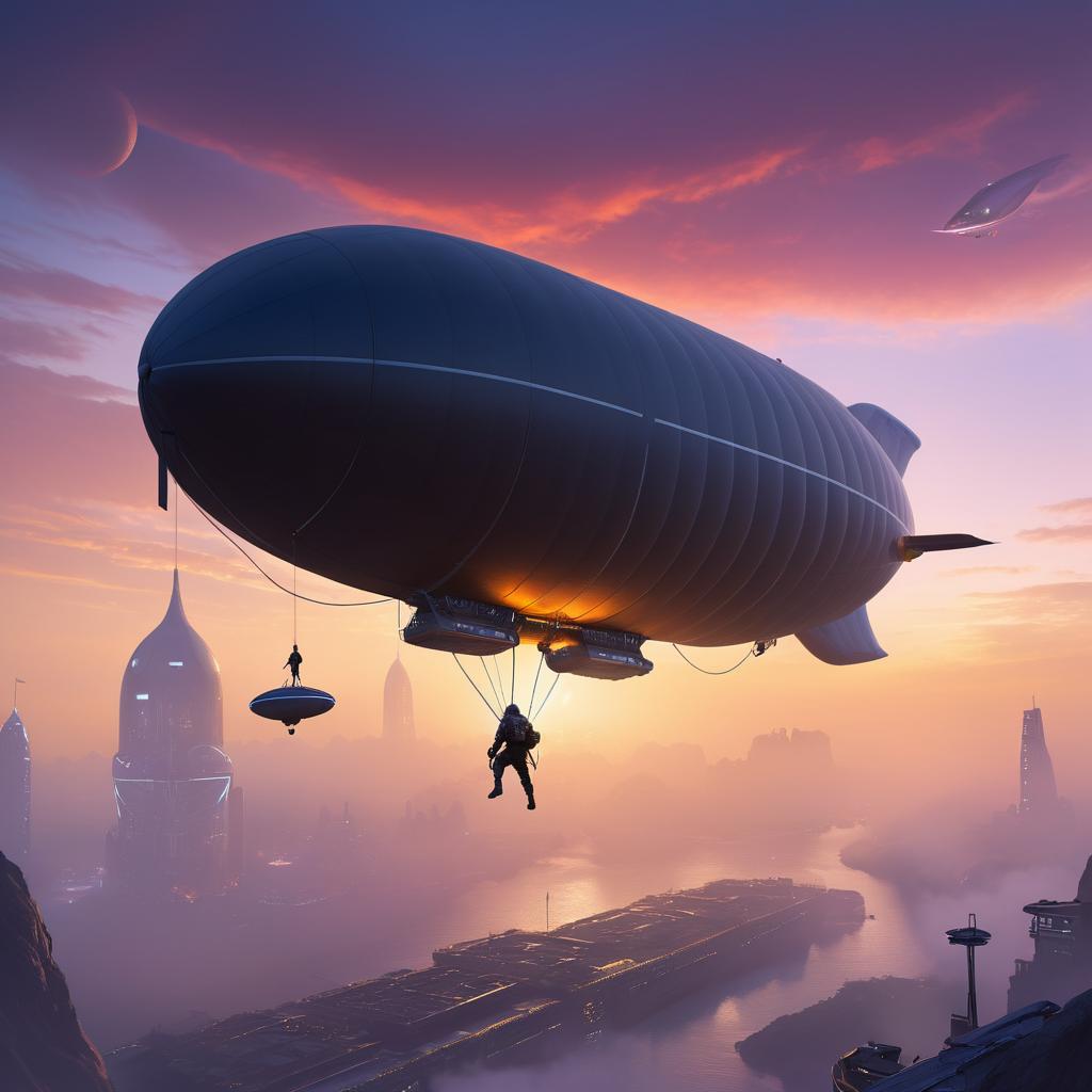 Daring Rogue Scaling Futuristic Blimp