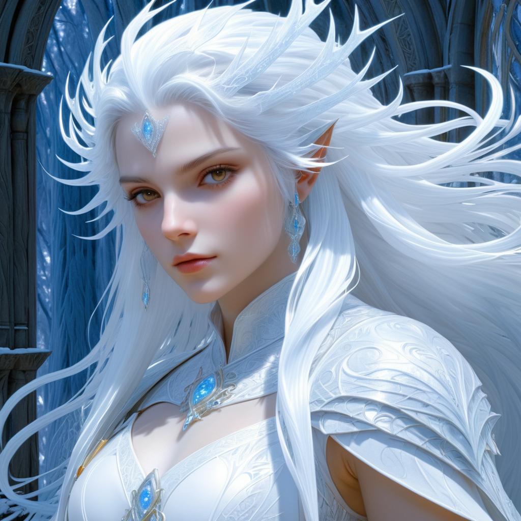 Enchanting White Sorceress in Fantasy Art